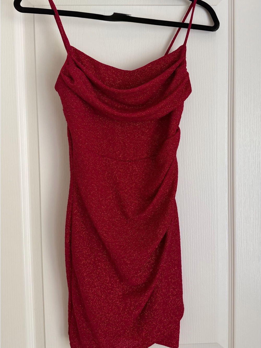 Windsor Red Sparkle Cowl Neck Mini Dress